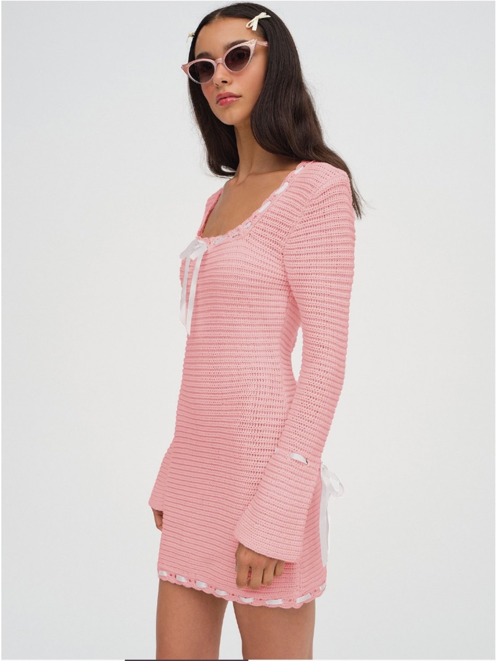 Pink Knit Sweater Dress - Picture 2 of 11
